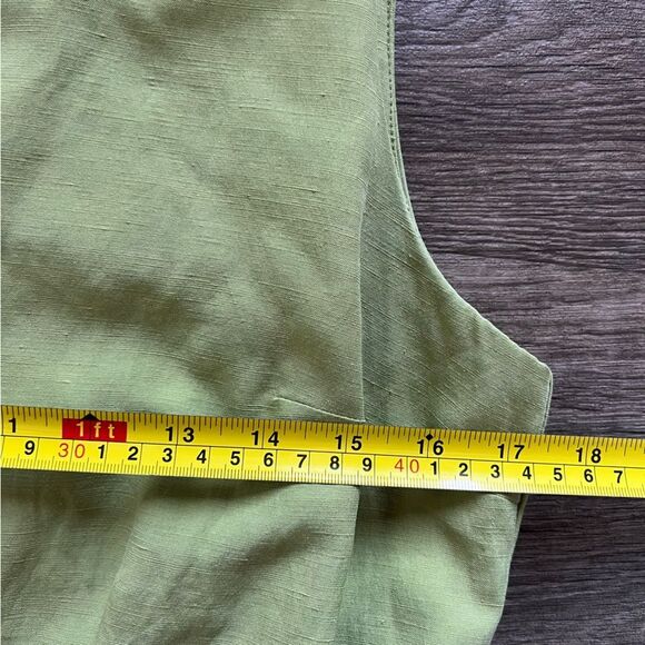 Tess Silk Linen Blend Green Sleeveless Knee Length Lined Dress Women's size 8 - Picture 7 of 8